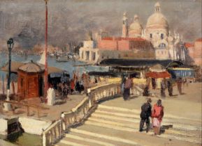 Impressionist School, 20th c - The Grand Canal, Venice, the church of Santa Maria della Salute in