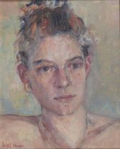 Brigid Mowton, late 20th c - Portrait of a Young Lady, head-and-shoulders length, signed, oil on