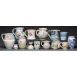Miscellaneous Honiton ornamental pottery, mid 20th c, including jugs and vases, 20cm h and