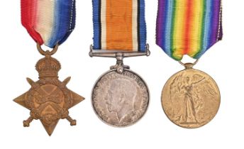 WWI, group of three, 1914-15 Star, British War Medal and Victory Medal 1646 Pte G F Farmery RAMC