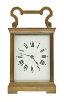 A French brass carriage clock, early 20th c, with platform lever escapement and gong striking