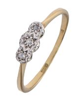 A diamond ring, illusion set in gold marked 18ct, 1.9g, size N Light wear