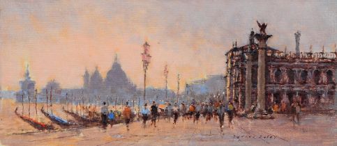 Sydney Foley (1916-2001) - Venice at Sunset, signed, oil on board, 20.5 x 46.5cm Good condition