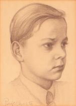 *** Hyer, mid-20th c - Portrait of a Young Boy, head-and-shoulders length, indistinctly signed and