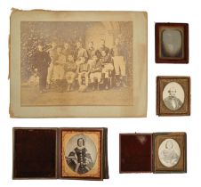 Victorian photography. A daguerreotype portrait and three wet collodion positive 'ambrotype'