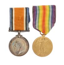 WWI, pair, British War Medal and Victory Medal 62067 Pte G Ashcroft S Wales Bord