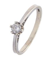 A diamond ring, with old cut diamond in 9ct white gold, Convention marked, 2.6g, size O Good