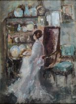 Margaret Fisher Prout (1873-1936) - The Letter, signed, oil on board, 40 x 29cm Good condition