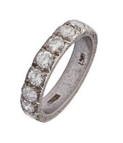 A diamond ring, in white gold marked 18ct, 6.5g, size O Scratches from wear, diamonds generally