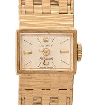 A Rotary 9ct gold lady's wristwatch, 11 x 15mm, on textured 9ct gold bracelet, plain clasp, 26.2g