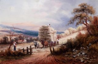 Felix Hilaire Buhot (1847-1898) - Loading Hay, bears signature, oil on canvas, 39.5 x 60cm
