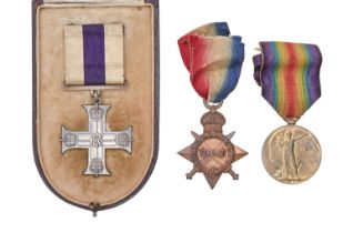 WWI, MC group of three, Military Cross, 1914-15 Star and Victory Medal 573 Sjt H Anderson A CYC