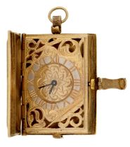 An Elizabeth II silver gilt miniature timepiece in the form of a book, 39mm l, London, date letter