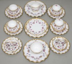 A Royal Crown Derby bone china Royal Antoinette pattern tea service (30) Good condition