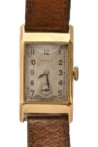 A Rolex 9ct gold rectangular gentleman's  wristwatch, 20 x 31mm, Glasgow 1936 Good condition for