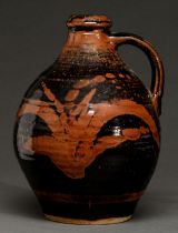 Studio ceramics. Sarah Hill - Jug, stoneware with resist tenmoku, 30cm h Good condition