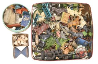 A quantity of William Britains, John Hill & Co and other hollow cast toys, etc, including zoo and