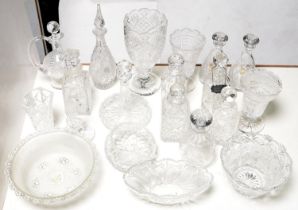 Miscellaneous cut glass ware, including decanters, etc