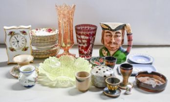 Miscellaneous ceramics and glass, including Royal Albert Country Roses dinner ware, Bohemian ruby