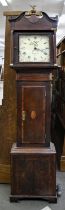 An early 19th c inlaid oak thirty hour longcase clock, the painted dial inscribed William Wooley
