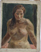 English School, mid-20th c - Study of a Nude, full-length, oil canvas, 67 x 42cm, a further thirteen