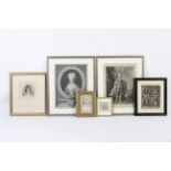 Various early 18th-19th century portrait engravings.