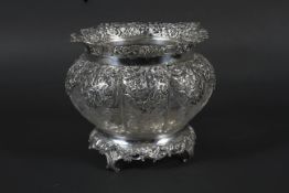 A Victorian silver-mounted cut glass bowl.