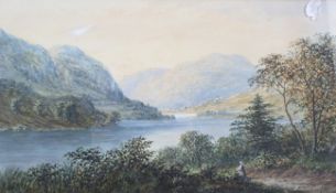 L Lewis (late 19th/early 20th century), Highland Loch Landscape, watercolour.