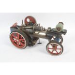 A vintage model of a steam traction engine possibly built using Meccano.