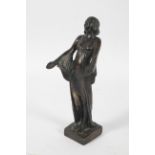 An Art Deco style bronze figure of a girl, emblematic of Hebe.