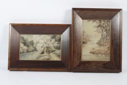 Two framed Japanese silkwork pictures, early-mid 20th century.