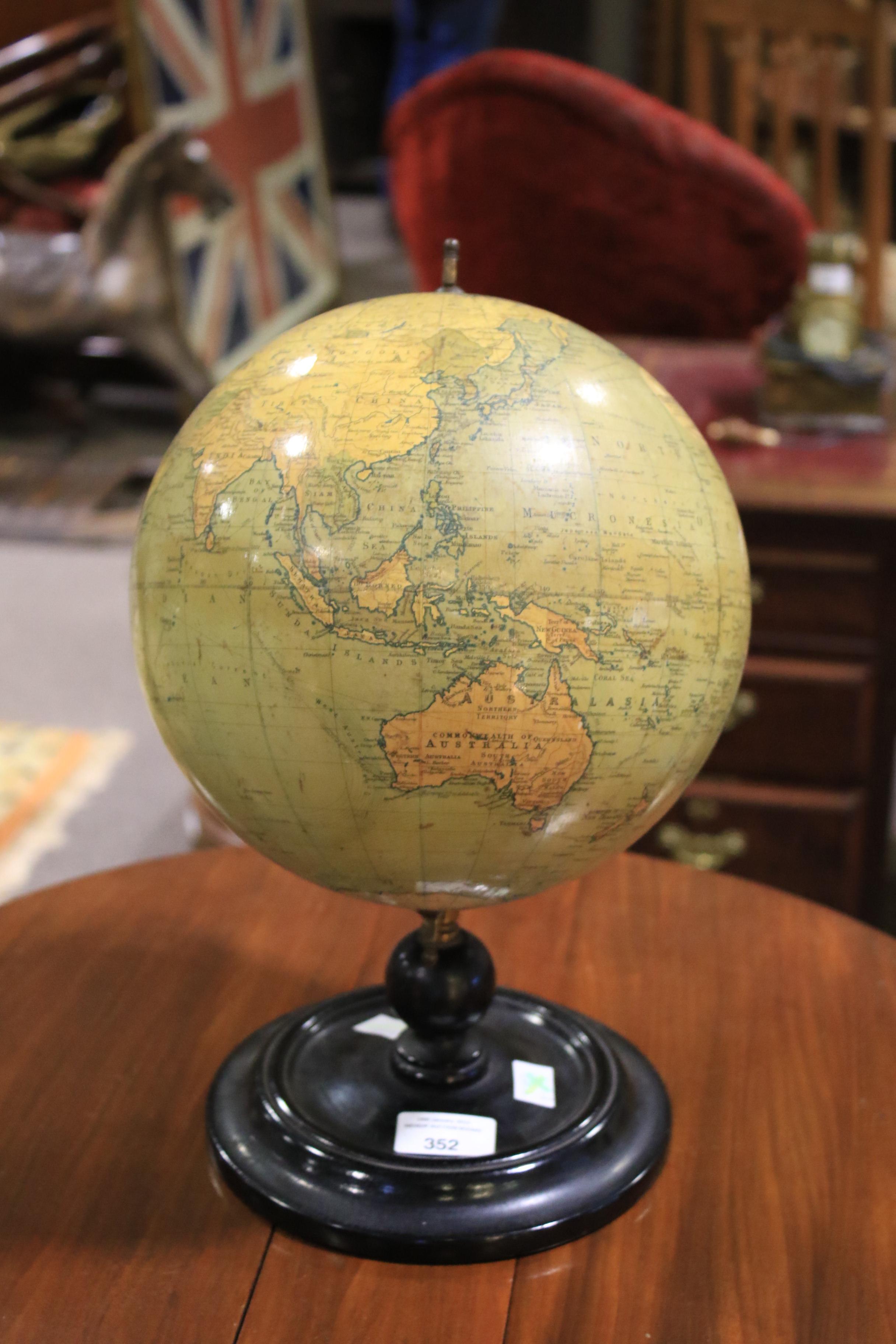 An early 20th century Philip's 9 inch terrestrial globe on ebonised stand. - Image 4 of 12