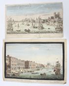 Two 18th century hand coloured engravings with views of London from the Thames.