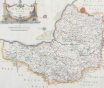 A hand coloured engraved map of Somersetshire by Robert Morden, circa 1695 or later.