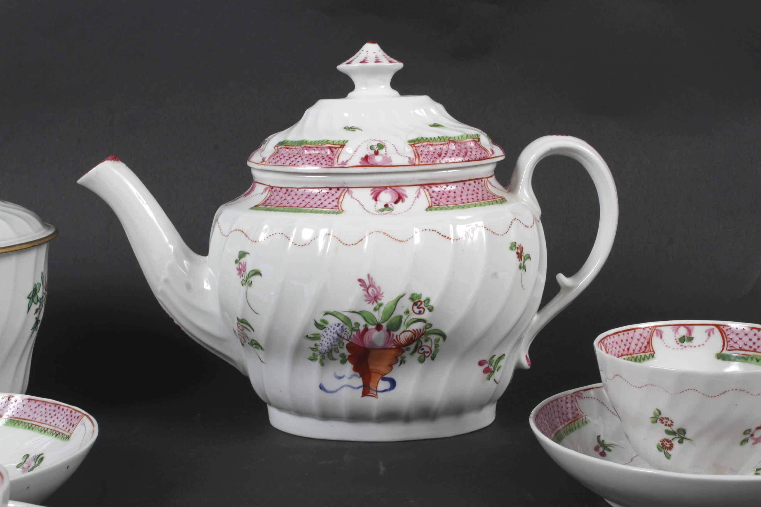 A late 18th century New Hall porcelain part tea service and an English porcelain sugar-bowl and - Image 3 of 3
