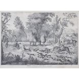 After Jan Wyck and Robert Sheppard (1685-1785), The Stag Taking Soil, engraving.