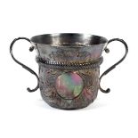 A Britannia silver twin handled cup.