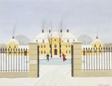 Neil Davenport (1913-1983), a winter skating scene before country house.