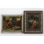 Two framed early 19th century reverse glass mezzotints. The first titled Connubial Happiness, pub.