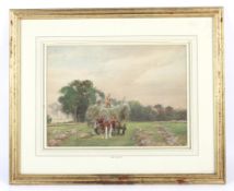 Attributed to Henry Charles Fox (1855/60-1929), Haymaking, watercolour. Unsigned, framed,