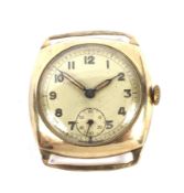 A mid-century 9ct gold cased wristwatch.