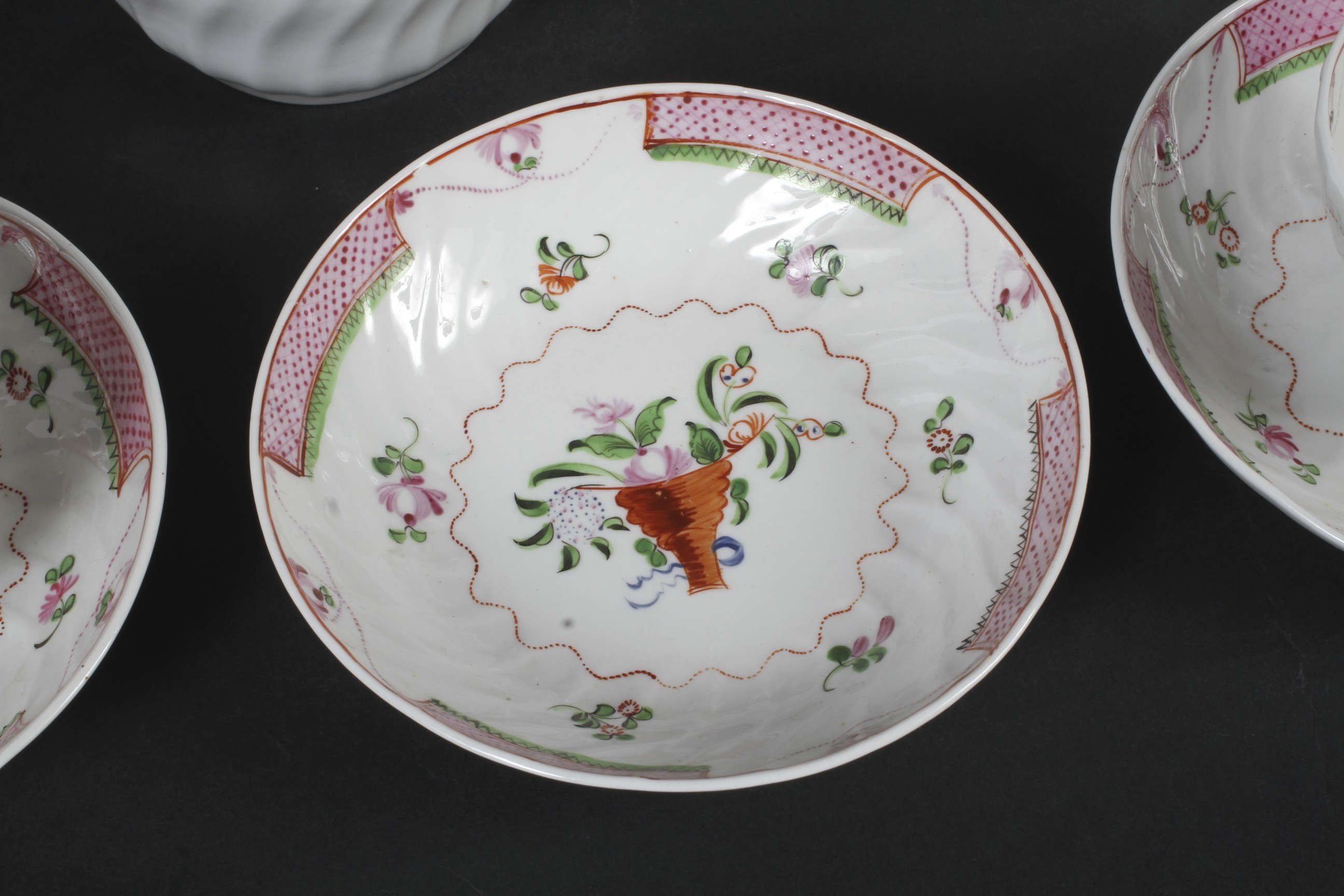 A late 18th century New Hall porcelain part tea service and an English porcelain sugar-bowl and - Image 2 of 3