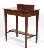 A faux inlaid rosewood stained lady's single drawer desk.