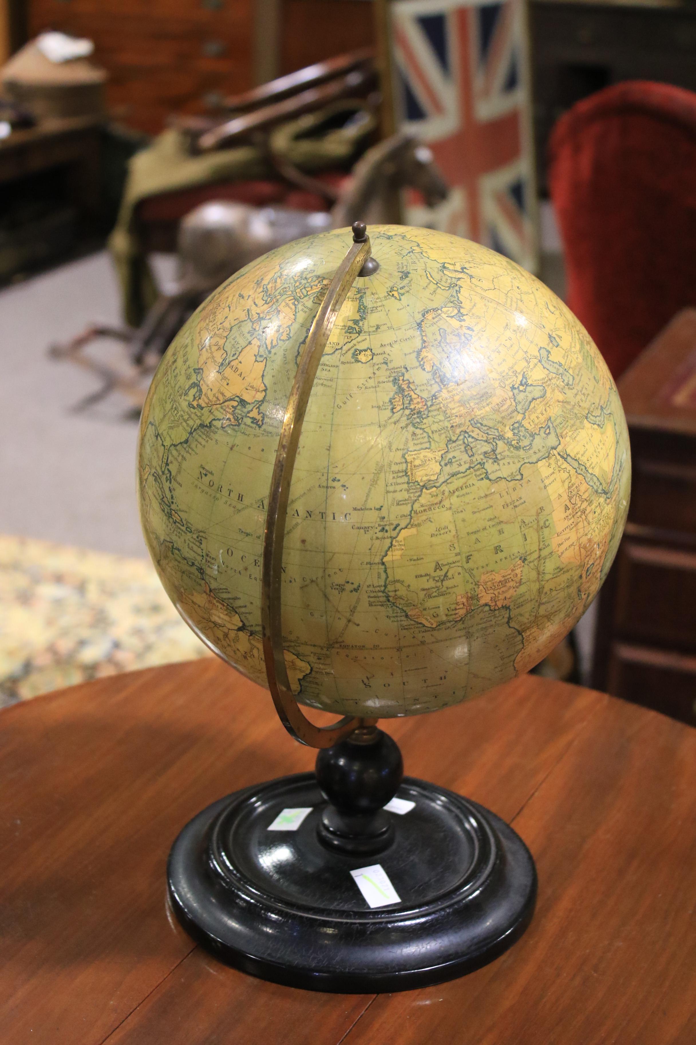 An early 20th century Philip's 9 inch terrestrial globe on ebonised stand. - Image 6 of 12