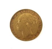 A Melbourne Victorian 1883 gold sovereign, young Victoria head
