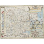 A hand coloured engraved map with of Part of Suffolk and Kent.