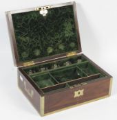 An early 19th century mahogany brass bound dressing box.