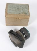 A boxed Air Raid Precaution WWII gas mask.