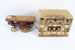 A hand built Tom Varley steam traction engine with an electric hook up for a freelancer travelling