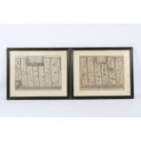 Two framed hand coloured engraved maps of The Road from London to Bristol by John Ogilby.